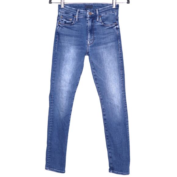 MOTHER High Waisted Looker Ankle Hop On Hop Off Medium Wash Blue Women's 24 - Picture 1 of 16